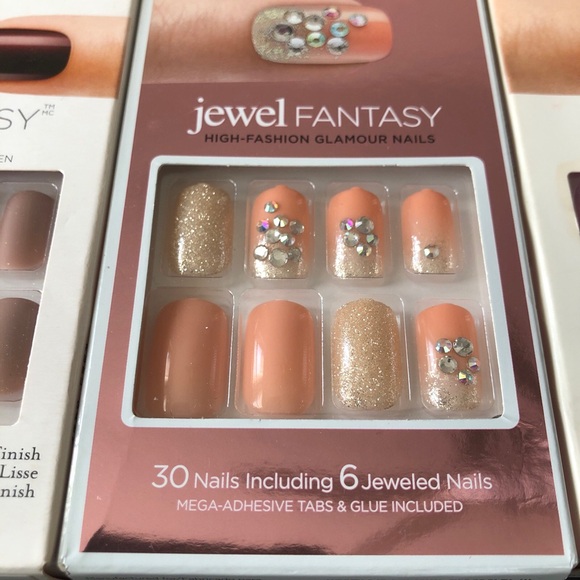 Set of 3 Kiss Press-On Nails Cream and Purple Collection - Picture 5 of 10